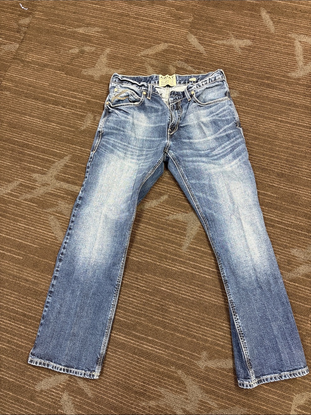 Men's Ariat Blue Washed Jeans - Classic Straight Fit 33x30